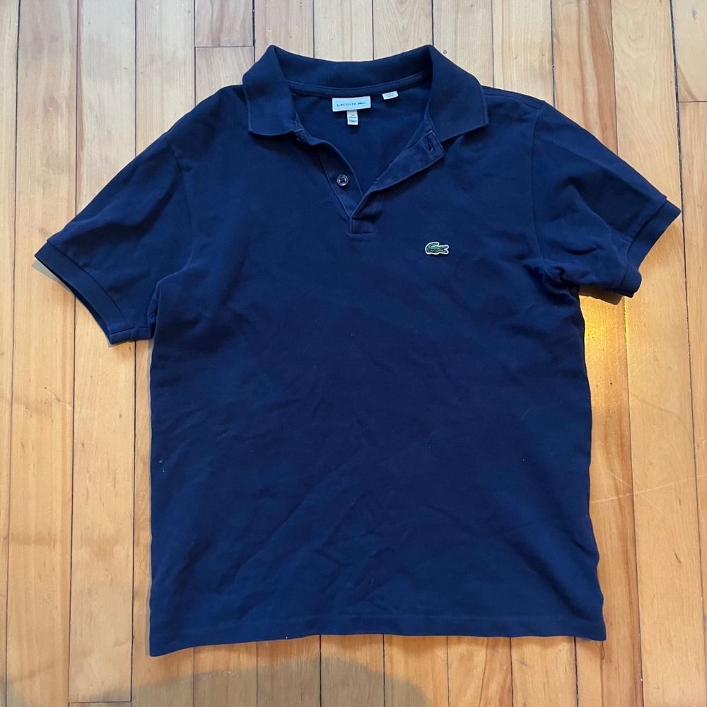 Lacoste Men's Classic Fit Navy Blue Short Sleeve Polo Shirt Size 16 176cm 70inch